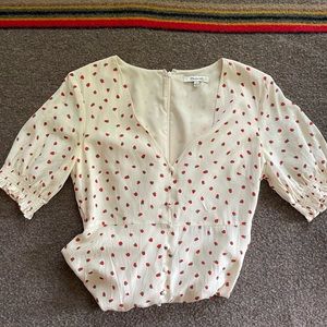 Madewell silk strawberry print dress